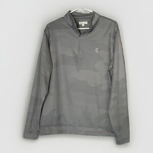 Peter Millar Perth Pullover Mens Large Gray Camo Performance 1/4 Quarter Zip